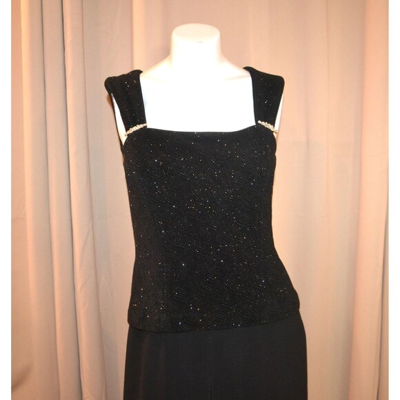 Vintage Black One Piece Pallazzo with Peplum Sparkle Top and Sheer Layover - Picture 2 of 8